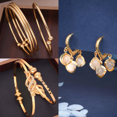 Divastri Brass Gold-plated Rose Gold, Red Jewellery Set(Pack of 3)