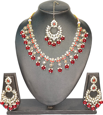 Zarmar fashion Stone, Crystal Gold-plated Red Jewellery Set(Pack of 1)