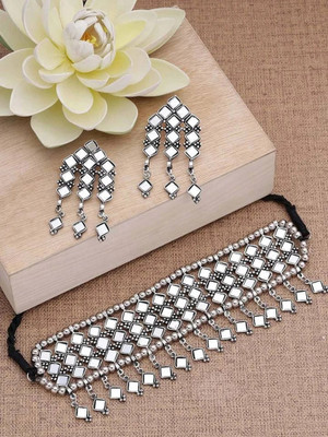 WeOnix Oxidised Silver White Jewellery Set(Pack of 1)