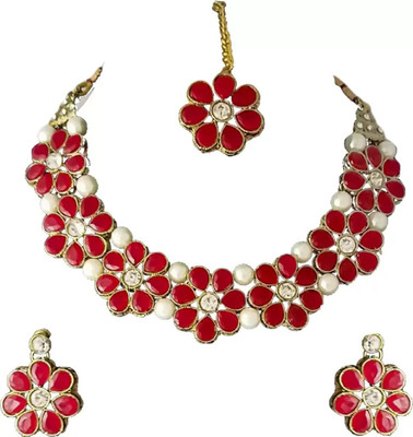 CATALYST Mother of Pearl Gold-plated Red Jewellery Set(Pack of 1)