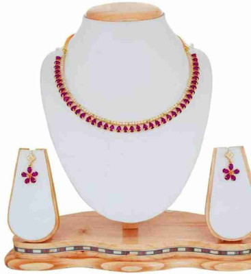 V.V. Sons Alloy Silver Red Jewellery Set(Pack of 1)