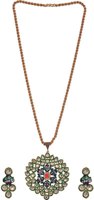 Kezlin Brass Gold-plated Blue Jewellery Set(Pack of 1)