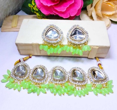 Vishwa Fashion Store Alloy Gold-plated Green, Gold Jewellery Set(Pack of 3)