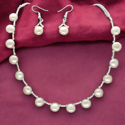 Sri Jagdamba Pearls Mother of Pearl Gold-plated Pink Jewellery Set(Pack of 1)