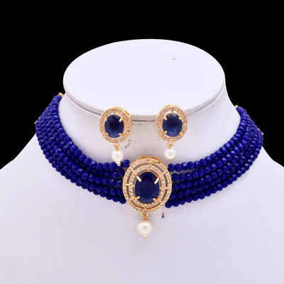 Poojajewl Brass Gold-plated Blue Jewellery Set(Pack of 3)