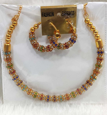 RAHUL TRADERS Alloy Gold-plated Multicolor Jewellery Set(Pack of 1)