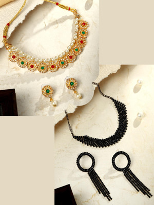 ASMITTA Jewellery Alloy Gold-plated Gold, Black Jewellery Set(Pack of 2)