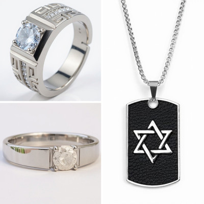 KURMASHOP Stainless Steel Sterling Silver Silver, White, Black Jewellery Set(Pack of 3)