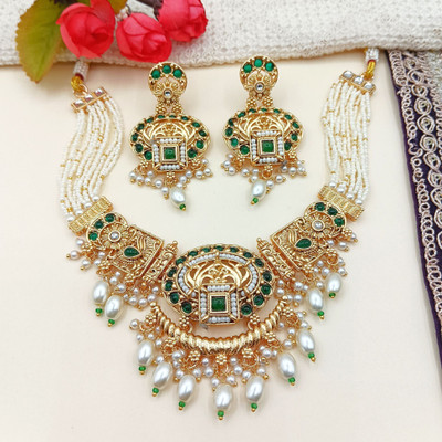 NANDAI Alloy Gold, Green Jewellery Set(Pack of 1)