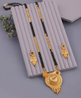 house of common Brass Gold-plated Gold, Black Jewellery Set(Pack of 1)