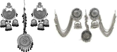 Ruhi Alloy Silver Black, Silver Jewellery Set(Pack of 1)
