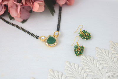 JFL Jewellery for Less Copper Gold-plated Green Jewellery Set(Pack of 3)