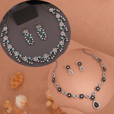 Vedda Brass Gold-plated Silver, Blue, Black Jewellery Set(Pack of 1)