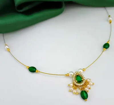 AVIKA COLLECTION Brass Gold-plated Green Jewellery Set(Pack of 1)