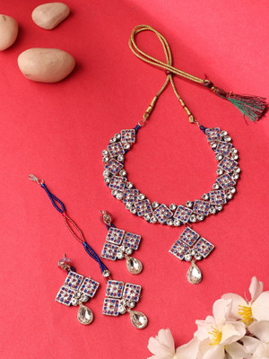 Jewels Capital Alloy Gold-plated Pink, Blue Jewellery Set(Pack of 1)