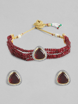 ANOUK Brass Maroon Jewellery Set(Pack of 1)
