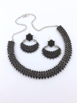 PBM CREATIONS Oxidised Silver Black Jewellery Set(Pack of 1)