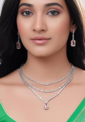V.V. Sons Alloy Pink, Silver Jewellery Set(Pack of 1)