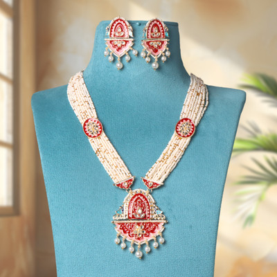 OrnaOra Alloy Red Jewellery Set(Pack of 1)