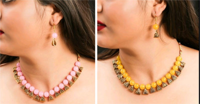 Ronak Fashion Alloy Gold-plated Pink, Yellow Jewellery Set(Pack of 2)