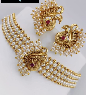 RRCREATIONS Alloy Gold-plated Gold Jewellery Set(Pack of 1)