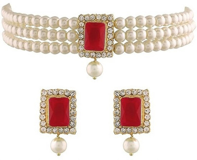 CATALYST Brass Gold-plated White, Red Jewellery Set(Pack of 2)