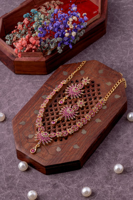 VATSALYA creation Alloy Gold-plated Pink Jewellery Set(Pack of 1)