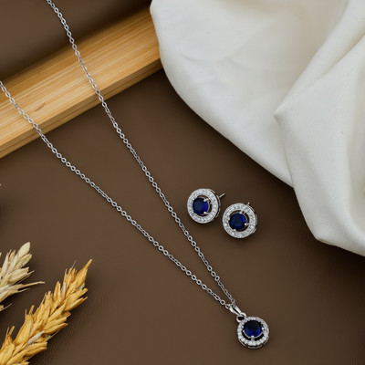 Temora Alloy Sterling Silver Blue Jewellery Set(Pack of 3)