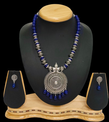HARIHARA FASHION Oxidised Silver Blue Jewellery Set(Pack of 1)