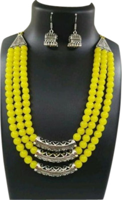 RADHE GIRIDHARI Fabric, Copper, Alloy Silver, Yellow Jewellery Set(Pack of 1)