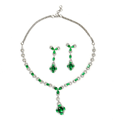 RANIT CREATION Brass Rhodium Green, Silver Jewellery Set(Pack of 1)