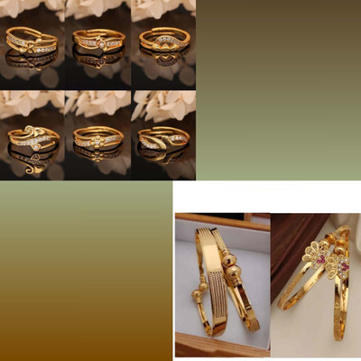 VEDDAA Brass Gold-plated Silver, Red, Platinum Jewellery Set(Pack of 8)