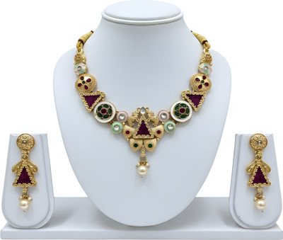 Rajasthankundan Alloy Gold-plated Multicolor Jewellery Set(Pack of 1)