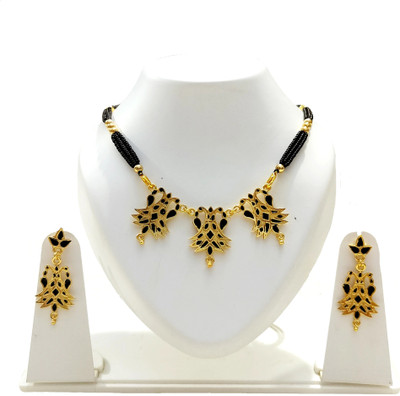 shree balaji gold Brass, Dori, Alloy Gold-plated Black Jewellery Set(Pack of 1)