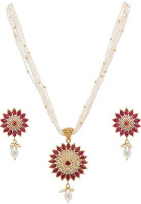 RAHUL TRADERS Alloy Gold-plated Red Jewellery Set(Pack of 1)