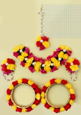 PRIYA IMPEX Fabric Yellow, Red Jewellery Set(Pack of 1)