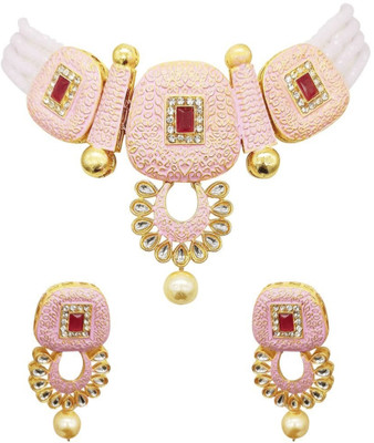Opus Gems Alloy Pink Jewellery Set(Pack of 1)