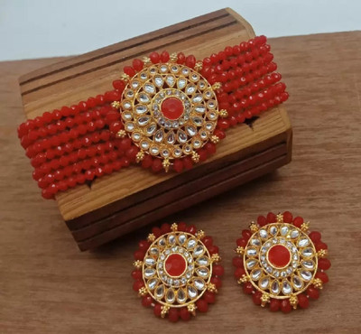 Asl World Alloy Red Jewellery Set(Pack of 1)