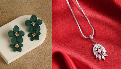 SKG Fashions Alloy Green, Silver Jewellery Set(Pack of 2)