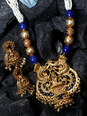 BHANA STYLE Alloy Gold-plated Blue Jewellery Set(Pack of 1)