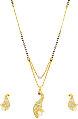 AADITA Alloy Gold-plated Gold, Black Jewellery Set(Pack of 1)