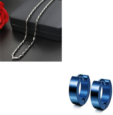 MAATRCHAAYA Stainless Steel Sterling Silver Blue, Silver Jewellery Set(Pack of 2)