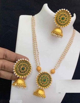 SUNDHA CREATIN Alloy Gold-plated Green Jewellery Set(Pack of 1)