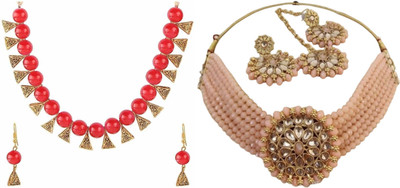 JMBW INTERNATIONAL Alloy Red, Gold, Pink, Orange Jewellery Set(Pack of 2)