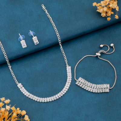 Gorgeous Gems Copper Silver Jewellery Set(Pack of 3)