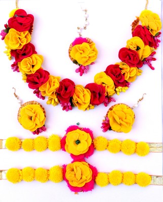 RUDRIKA Fabric Yellow Jewellery Set(Pack of 1)