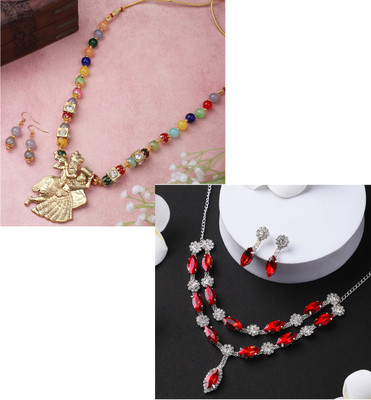 Kapani Fashion Alloy Gold-plated Multicolor Jewellery Set(Pack of 2)