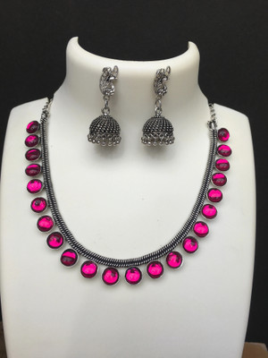 KRISHA ASSOCIATE Brass Pink Jewellery Set(Pack of 1)