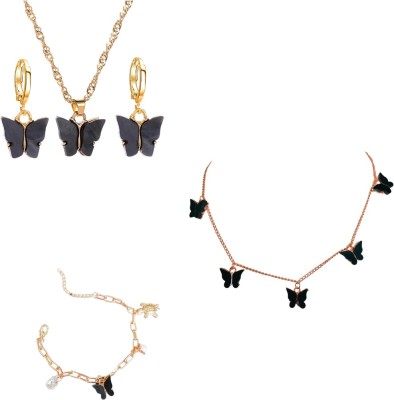 Maefele Alloy Gold-plated Black Jewellery Set(Pack of 1)