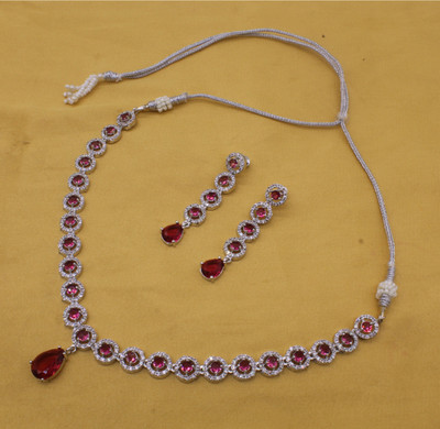 Gleamora Copper Silver Red Jewellery Set(Pack of 3)